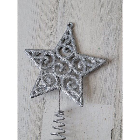 Mini glitter silver swirl star tree topper Xmas decor - Picture 4 of 5
